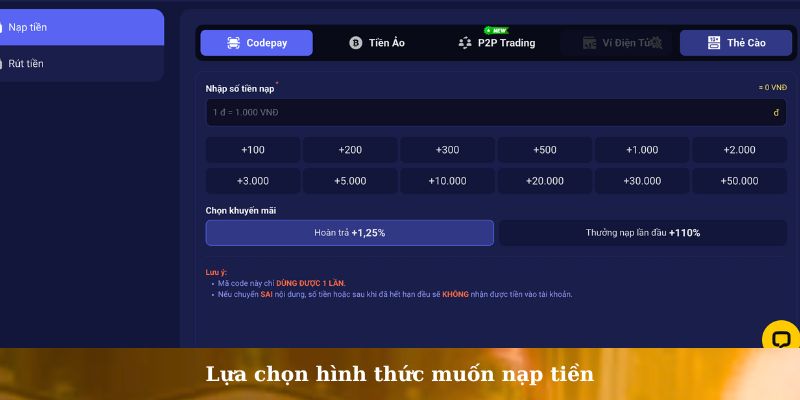 Nạp, rút tiền